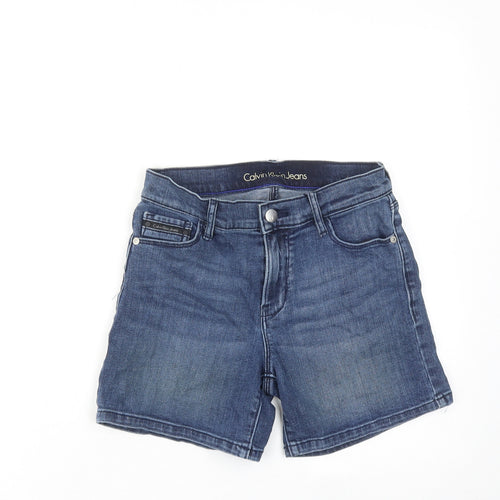 Calvin Klein Womens Blue Cotton Boyfriend Shorts Size 25 in Regular Zip