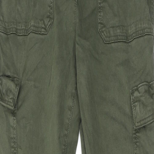 GOODMOVE Womens Green Cotton Cargo Trousers Size 8 Regular Zip
