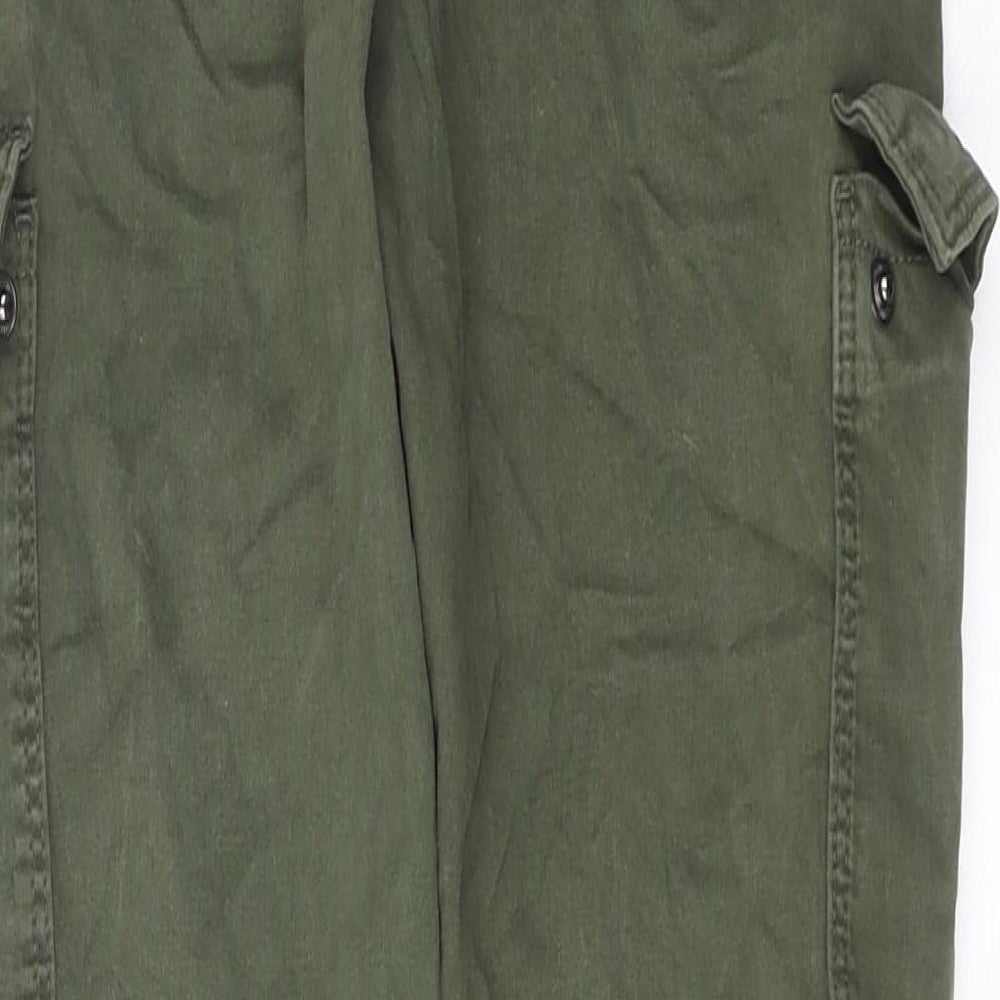 GOODMOVE Womens Green Cotton Cargo Trousers Size 8 Regular Zip