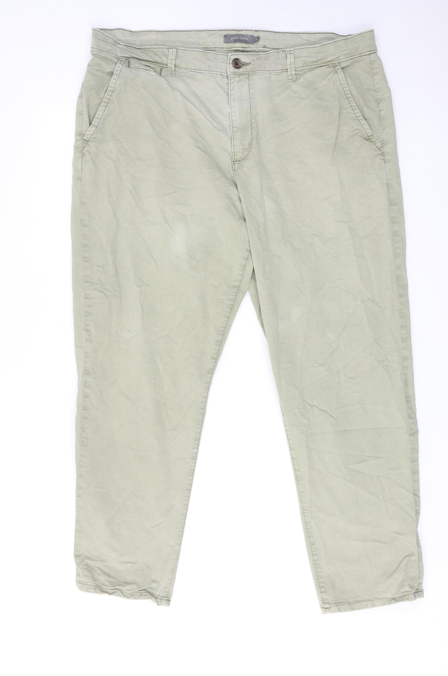 Principles Womens Green Cotton Trousers Size 18 Regular Zip