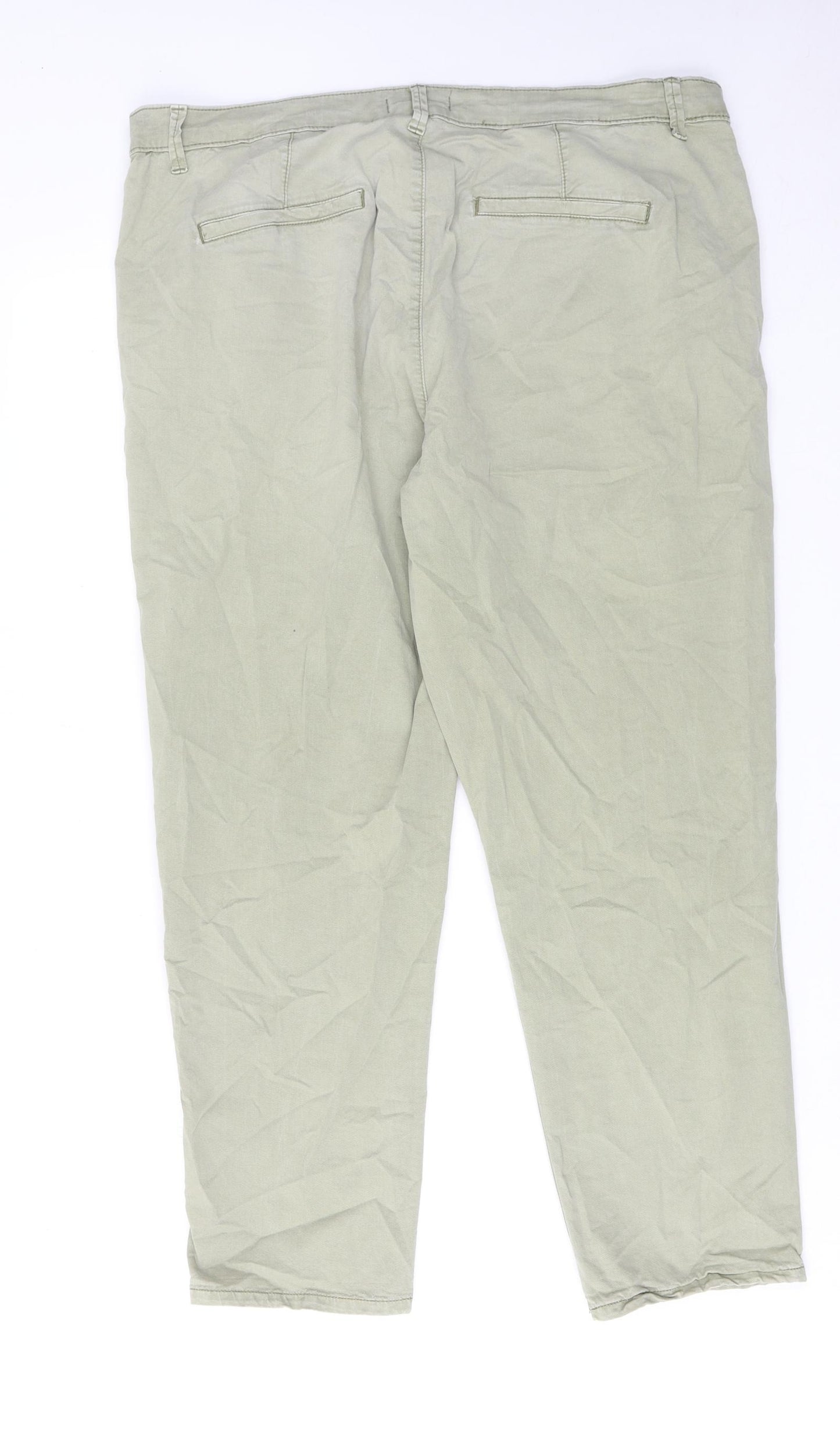 Principles Womens Green Cotton Trousers Size 18 Regular Zip
