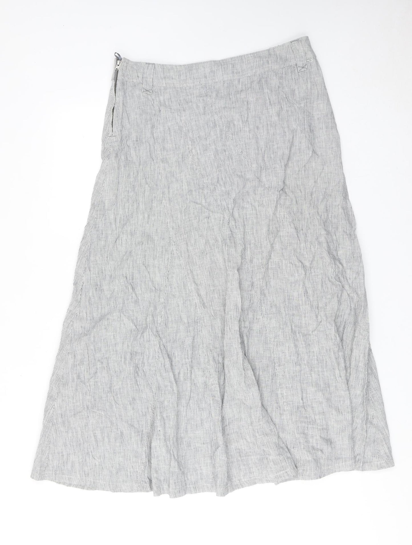 Per Una Womens Grey Linen A-Line Skirt Size 12 Zip
