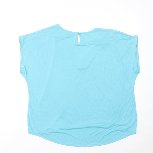 Per Una Womens Blue Modal Basic T-Shirt Size 20 V-Neck