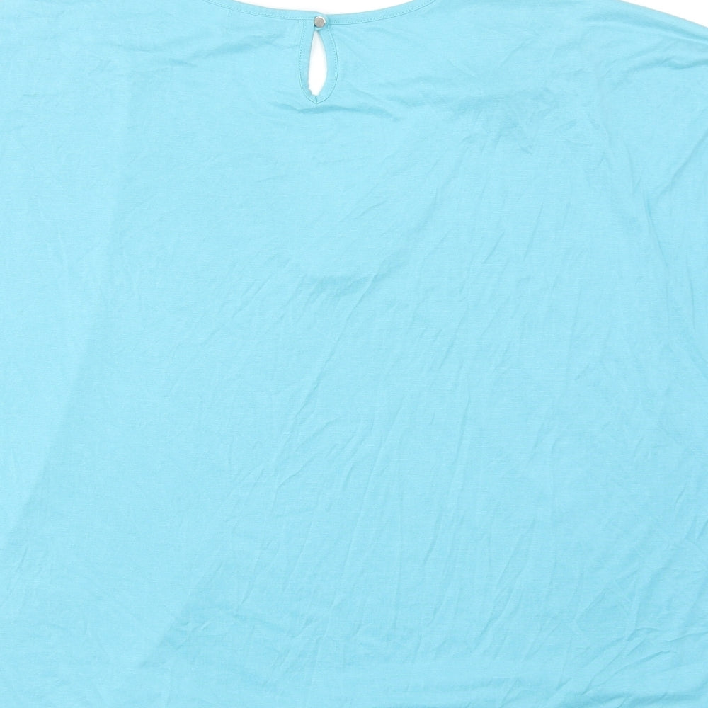Per Una Womens Blue Modal Basic T-Shirt Size 20 V-Neck