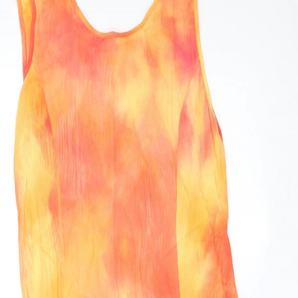 Resort Womens Orange Tie Dye Viscose Tank Dress Size 12 Round Neck Pullover