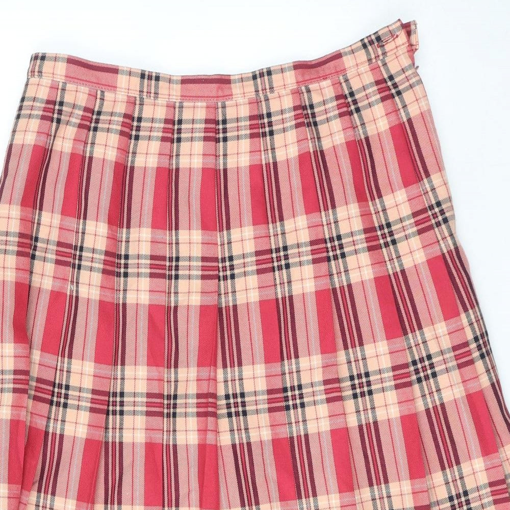 Eastex Womens Pink Plaid Polyester Pleated Skirt Size 16 Zip