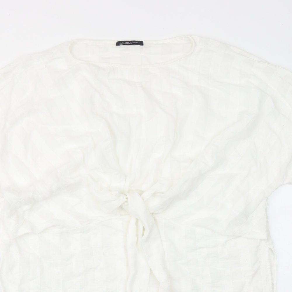 Limited Edition Womens White Viscose Basic Blouse Size 12 Round Neck