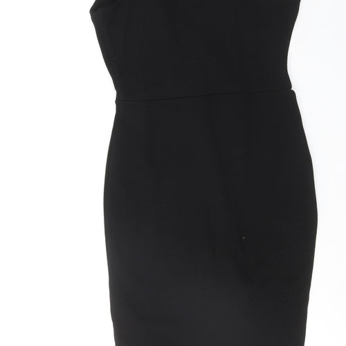 Select Womens Black Polyester Bodycon Size 12 V-Neck Pullover - Cold Shoulder