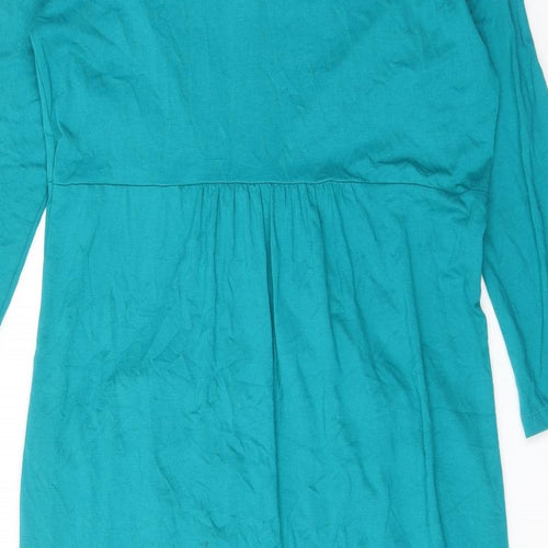 Marks and Spencer Womens Blue Viscose A-Line Size 12 V-Neck Pullover