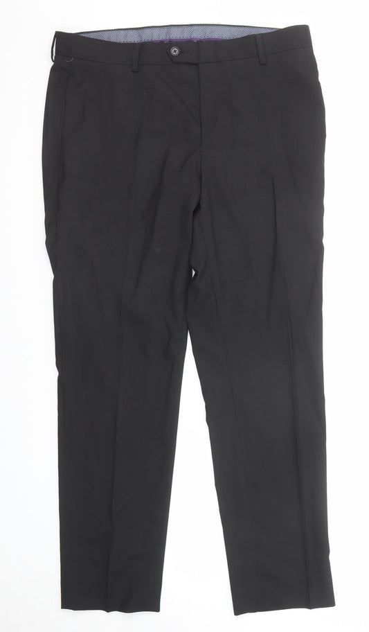 Dunnes Stores Mens Black Polyester Dress Pants Trousers Size 34 in Regular Zip