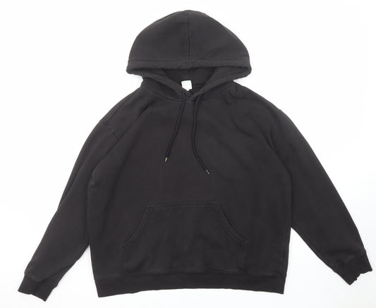 H&M Womens Black Cotton Pullover Hoodie Size L Pullover