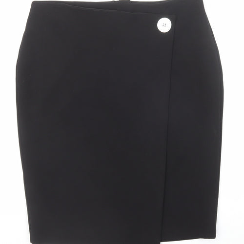 Dorothy Perkins Womens Black Polyester A-Line Skirt Size 16 Zip
