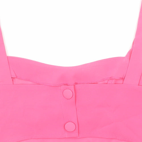 Reclaimed Vintage Womens Pink Polyester Cropped Tank Size 10 Sweetheart