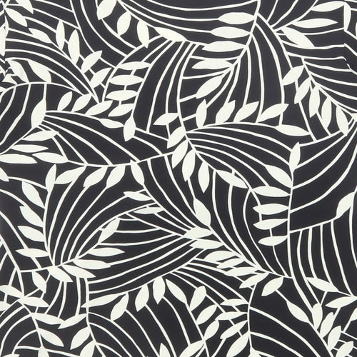Wallis Womens Black Geometric Polyester Basic Blouse Size 10 Scoop Neck