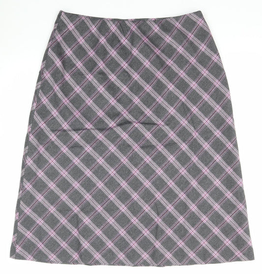 Eastex Womens Grey Plaid Wool A-Line Skirt Size 18