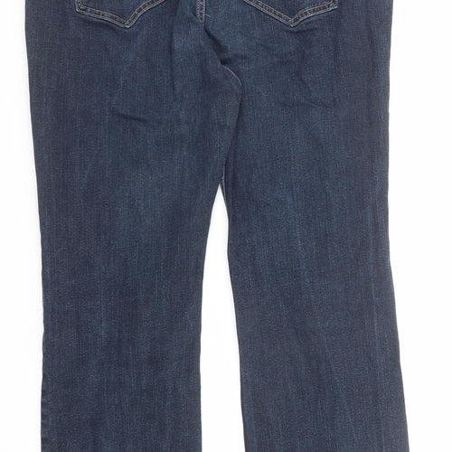 Marks and Spencer Womens Blue Cotton Bootcut Jeans Size 18 Regular Zip - Short Leg