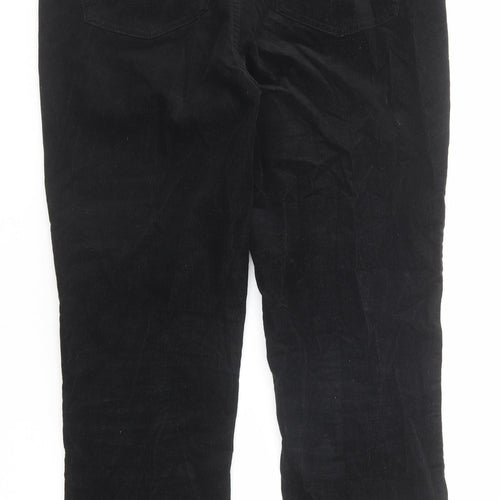 Marks and Spencer Womens Black Cotton Trousers Size 12 Regular Zip - Short Length