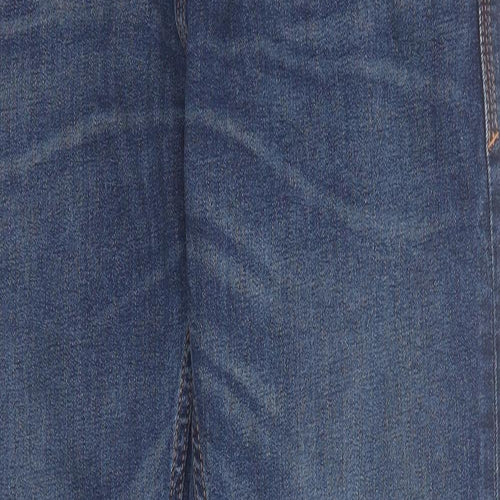 Marks and Spencer Mens Blue Cotton Straight Jeans Size 34 in L33 in Regular Zip