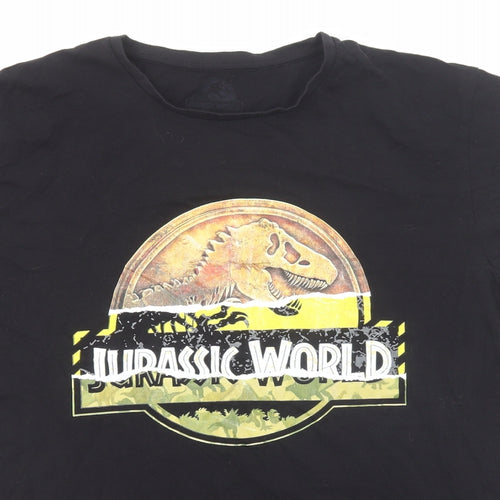 Jurassic World Womens Black Cotton Basic T-Shirt Size 2XL Round Neck
