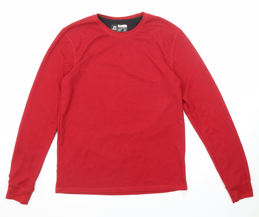 Avalanche Mens Red Round Neck Cotton Pullover Jumper Size L Long Sleeve