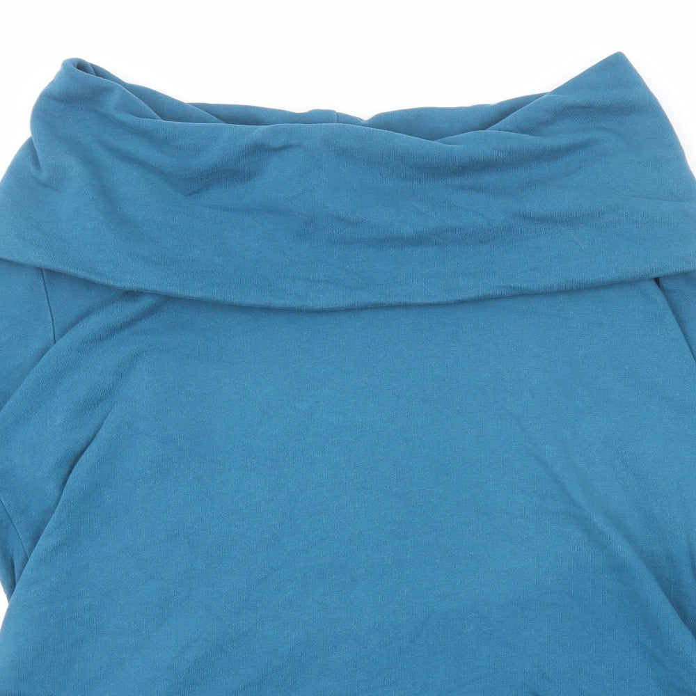 Lands' End Womens Blue Cotton Basic T-Shirt Size M Roll Neck