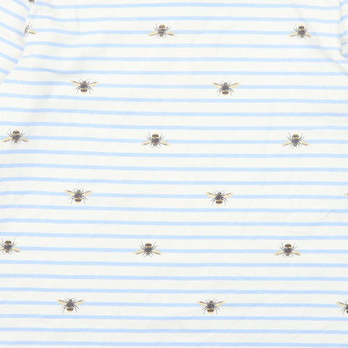 Joules Womens Blue Striped Cotton Basic T-Shirt Size 12 Round Neck - Bee Print
