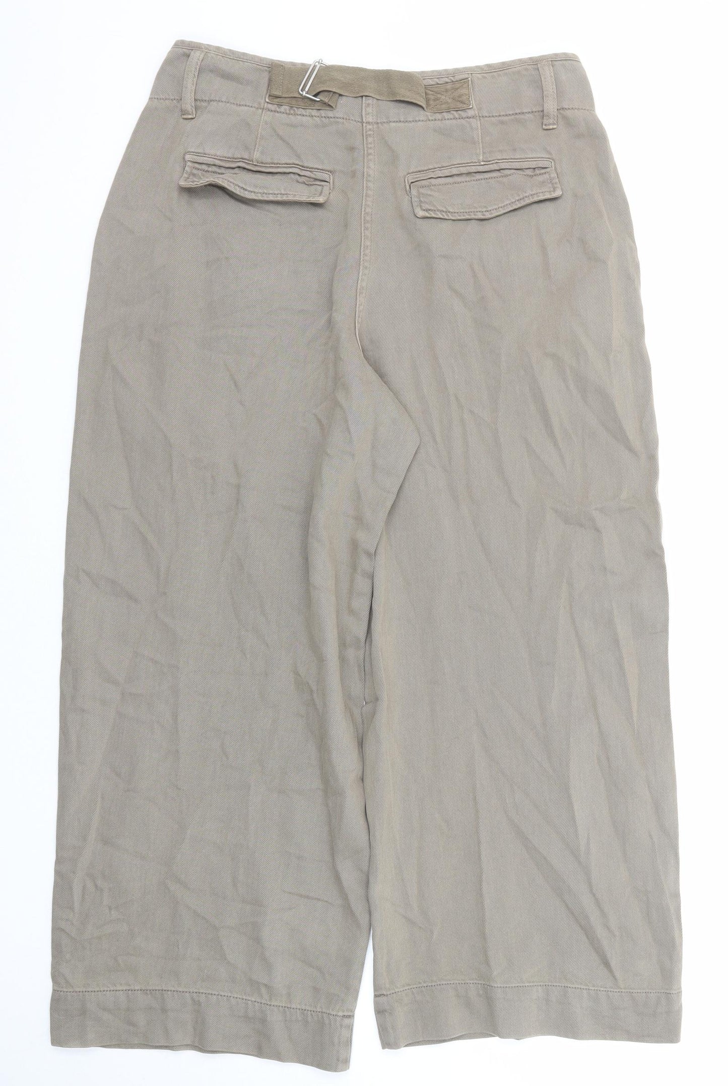 Marks and Spencer Womens Beige Cotton Trousers Size 14 Regular Zip