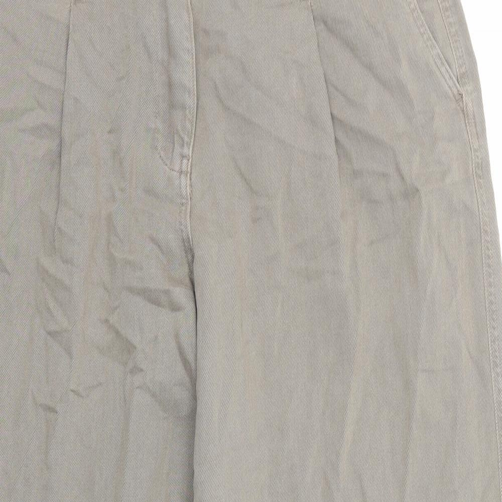 Marks and Spencer Womens Beige Cotton Trousers Size 14 Regular Zip