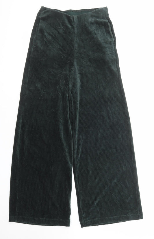 Marks and Spencer Womens Green Cotton Trousers Size 8 Regular Zip - Long Leg