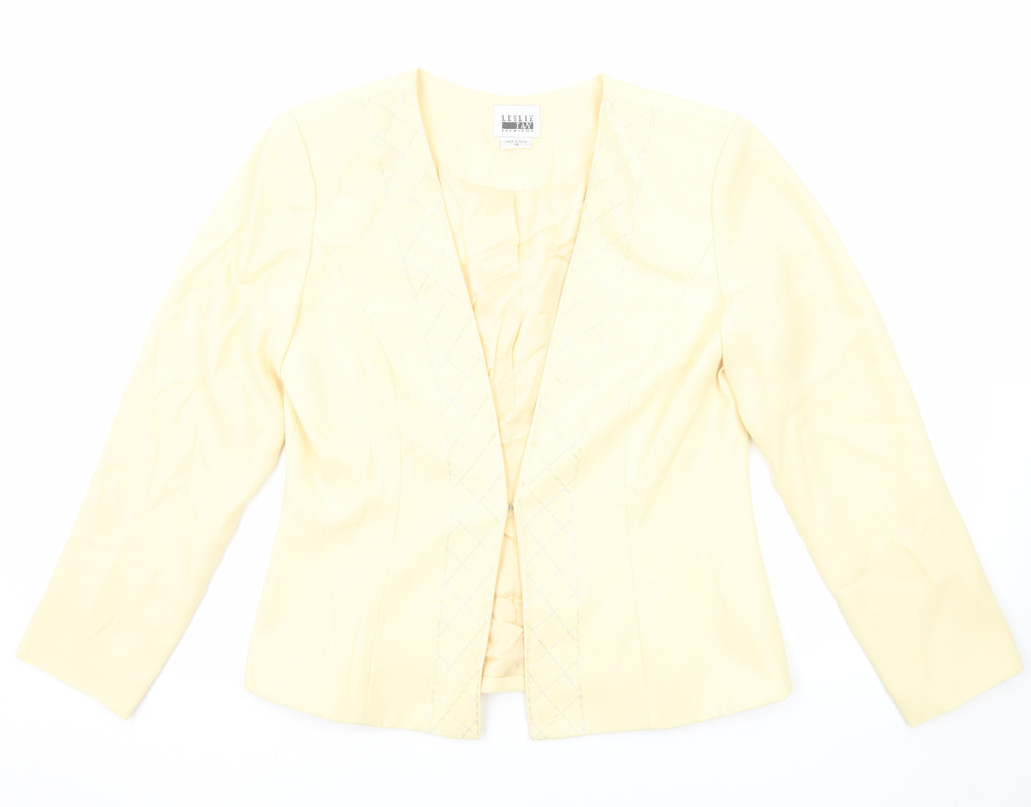 Leslie Fay Womens Yellow Jacket Blazer Size 14 Hook & Eye
