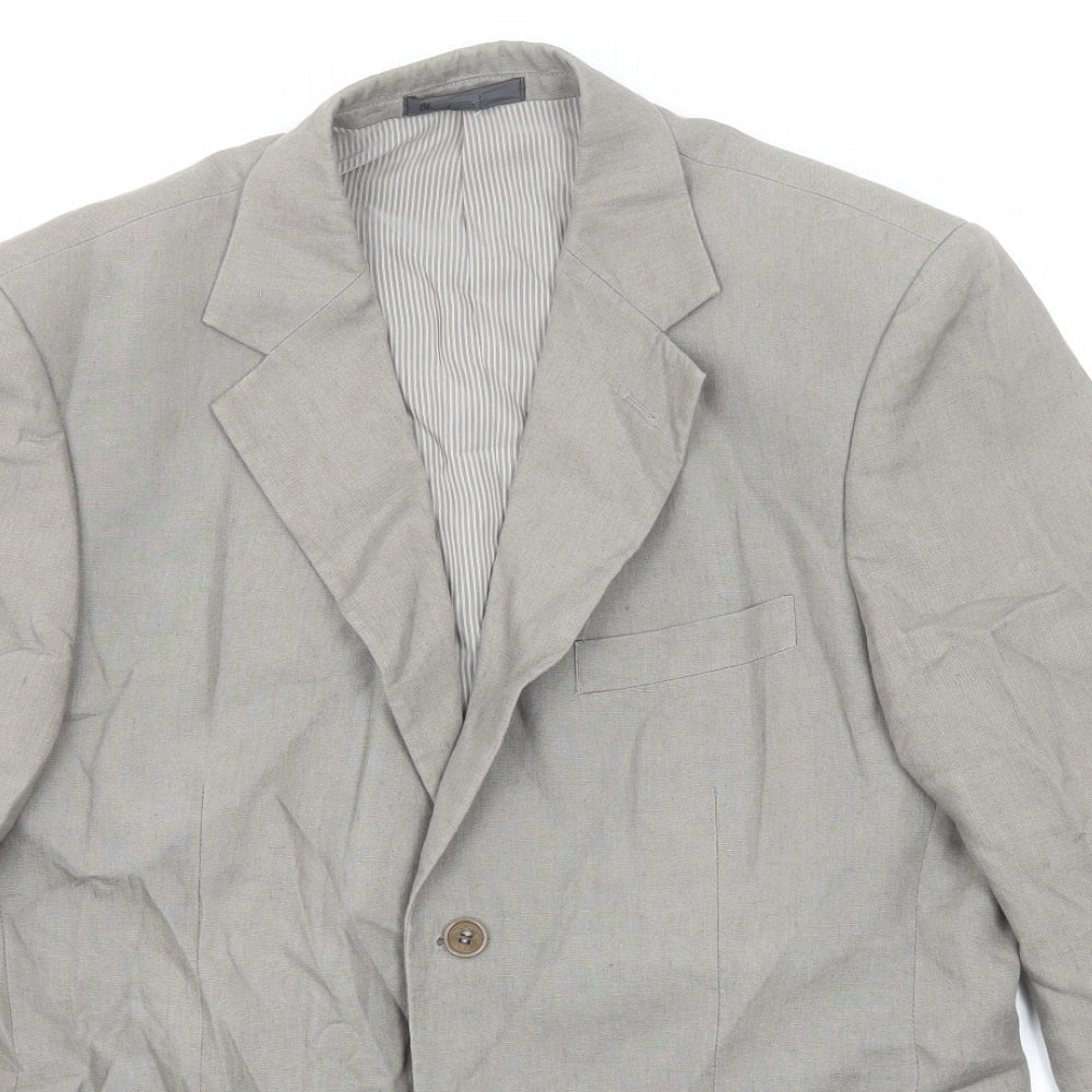 Jack Reid Mens Grey Linen Jacket Blazer Size 38 Regular