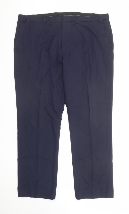 Burton Mens Blue Polyester Dress Pants Trousers Size 40 in Regular Zip