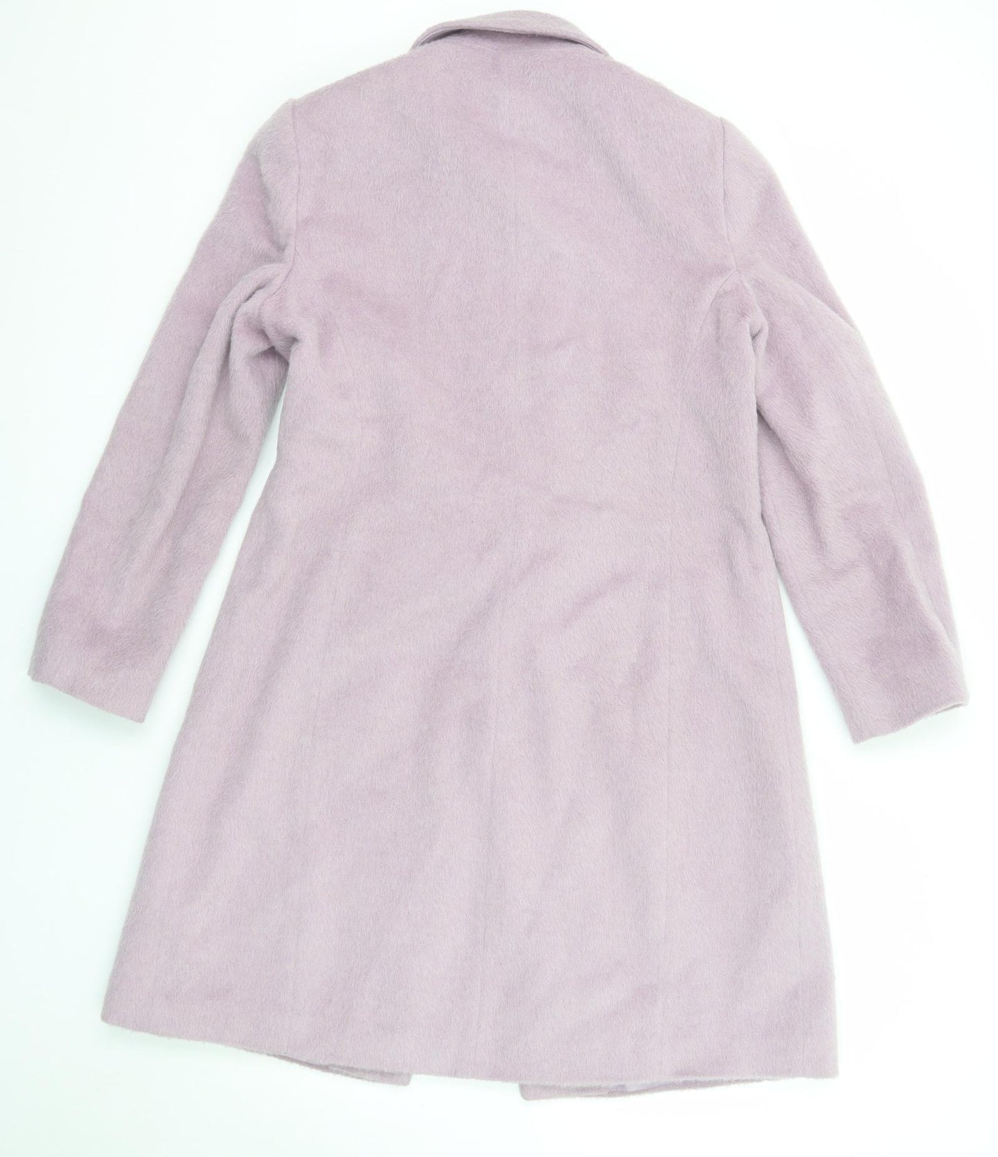 BHS Womens Purple Pea Coat Coat Size 14 Button - Faux Fur