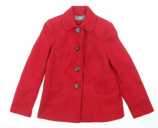 BHS Womens Red Pea Coat Coat Size 10 Button
