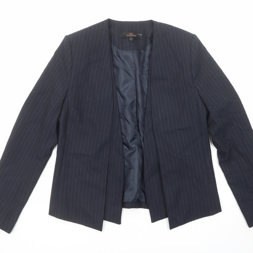 NEXT Womens Blue Striped Polyester Jacket Blazer Size 12 - Open