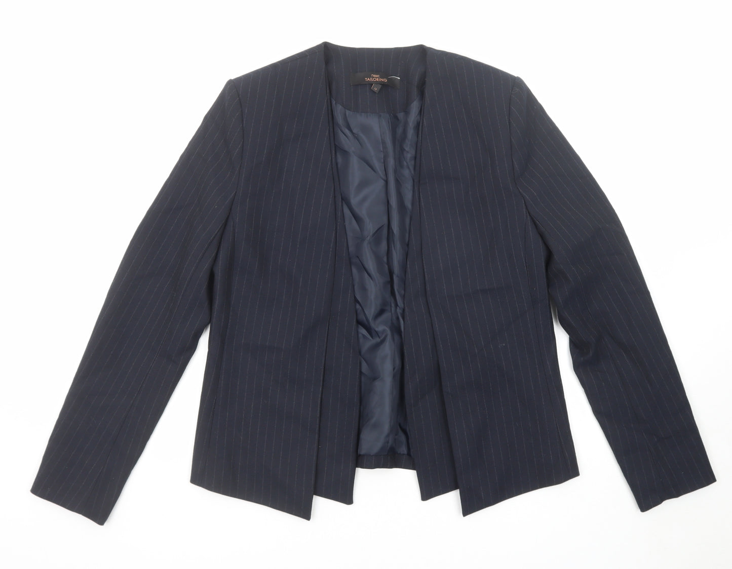 NEXT Womens Blue Striped Polyester Jacket Blazer Size 12 - Open