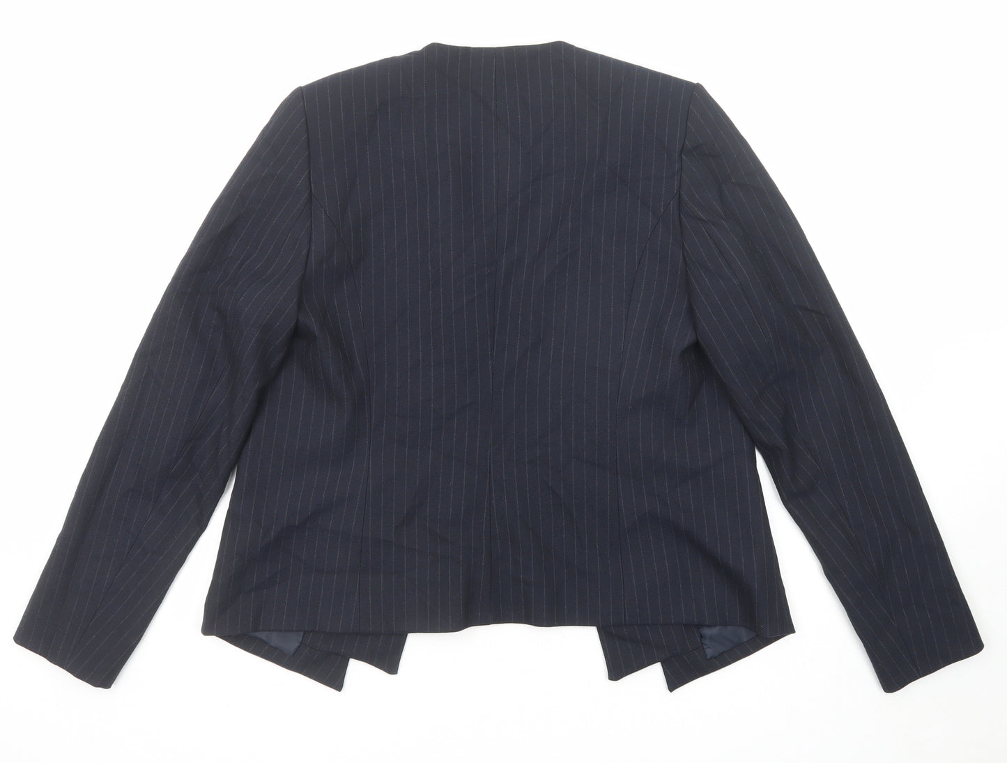 NEXT Womens Blue Striped Polyester Jacket Blazer Size 12 - Open