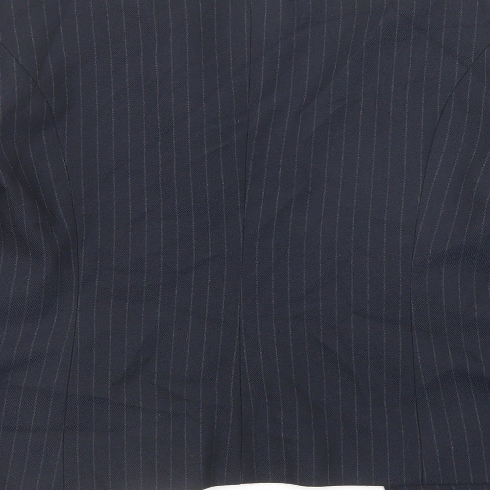 NEXT Womens Blue Striped Polyester Jacket Blazer Size 12 - Open