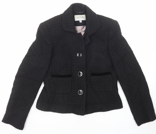 NEXT Womens Black Jacket Blazer Size 12 Button - Textured