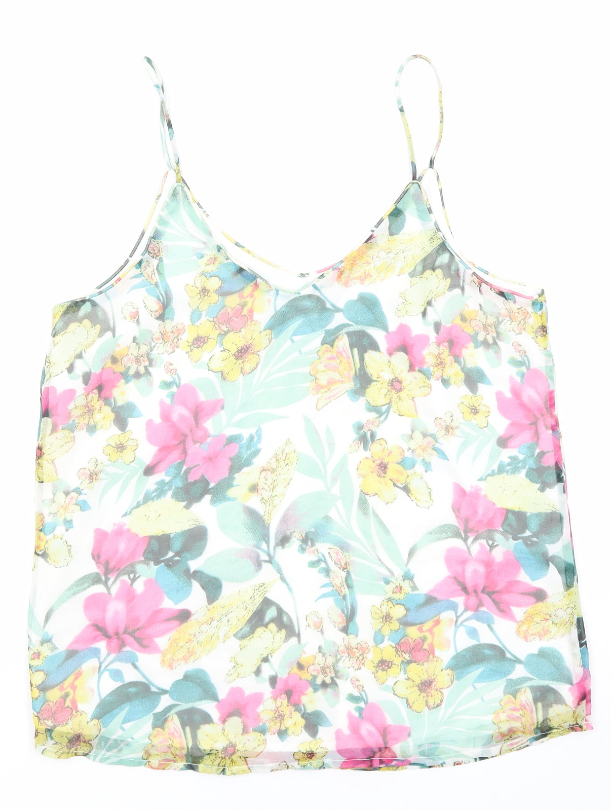 VERO MODA Womens Multicoloured Floral Polyester Camisole Tank Size M Scoop Neck