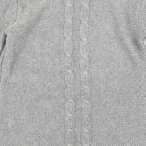Mango Womens Grey Round Neck Polyester Pullover Jumper Size M