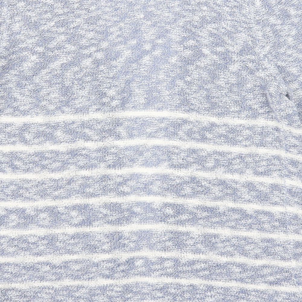 Per Una Womens Blue V-Neck Striped Cotton Cardigan Jumper Size 10