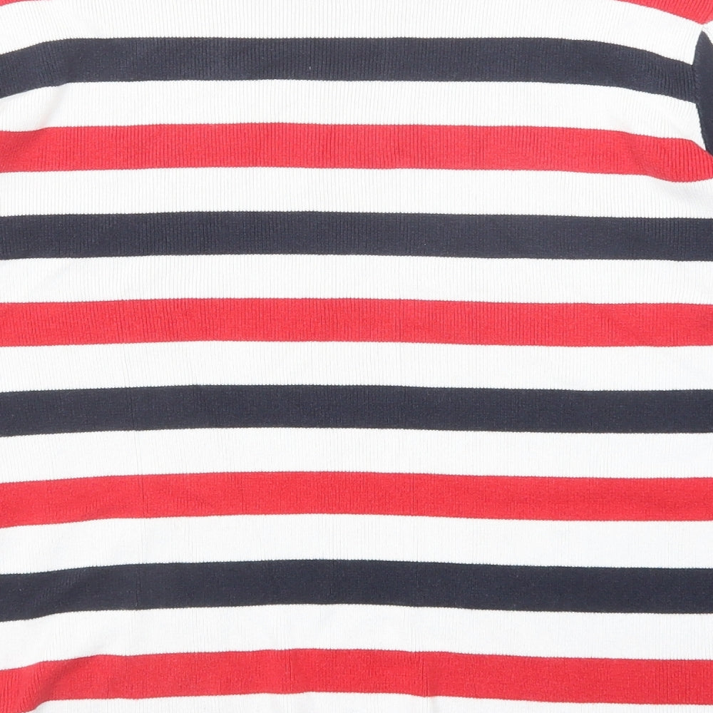 Wallis Womens Multicoloured Round Neck Striped Cotton Pullover Jumper Size 14