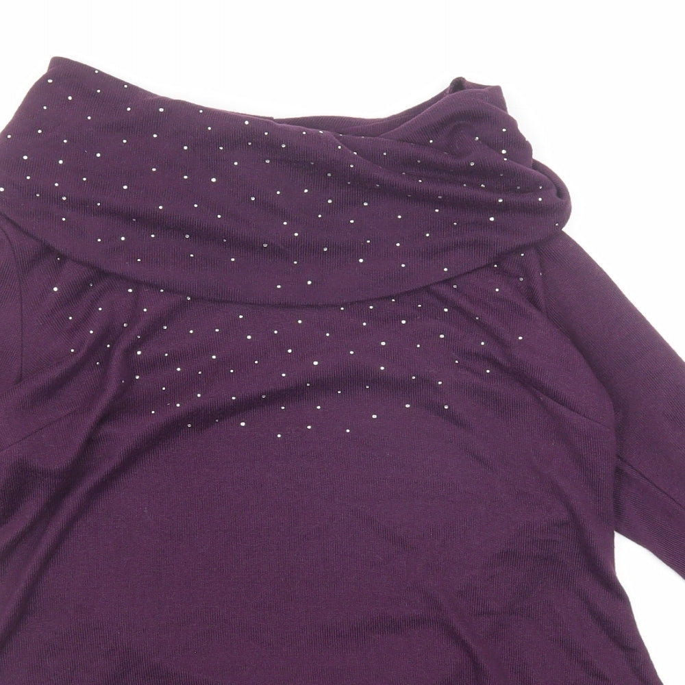 TIGI Womens Purple Roll Neck Polyester Pullover Jumper Size 10 - Size 10-12