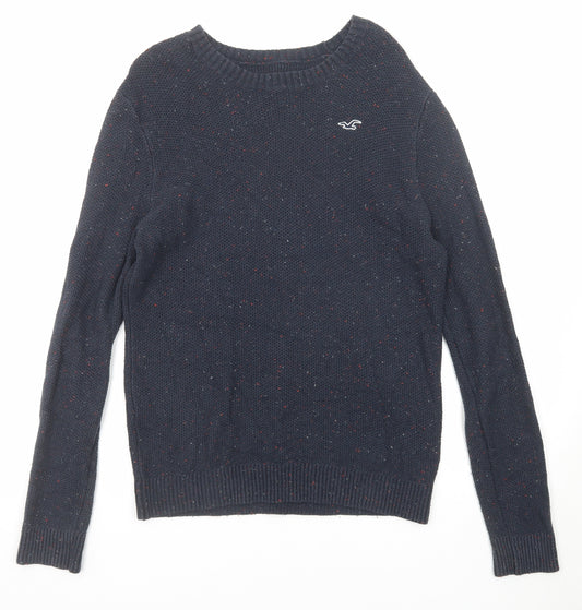 Hollister Mens Blue Roll Neck Cotton Pullover Jumper Size S Long Sleeve