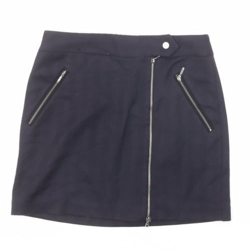 NEXT Womens Blue Polyester A-Line Skirt Size 8 Zip
