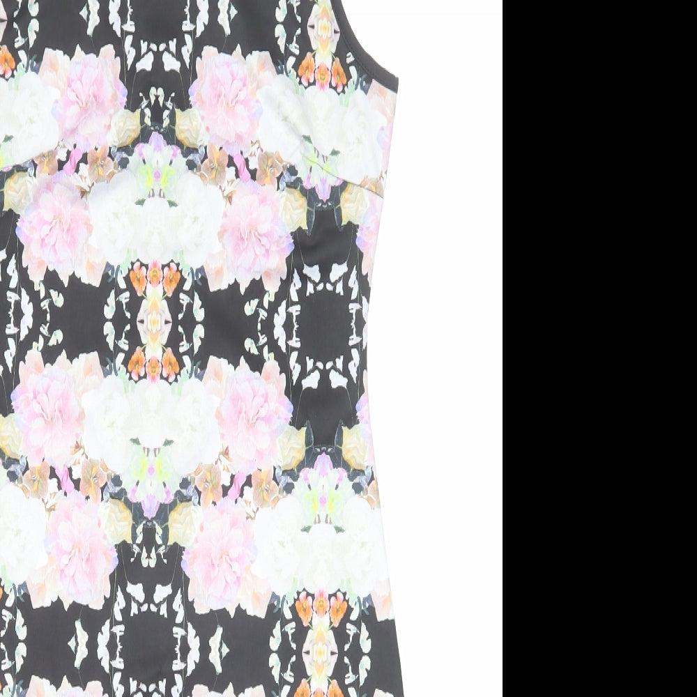 H&M Womens Multicoloured Geometric Polyester Bodycon Size S Round Neck Zip