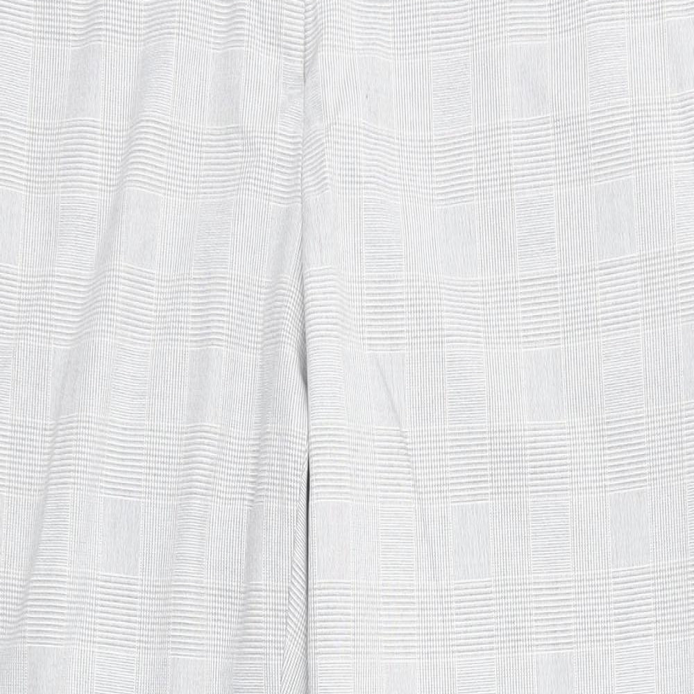 H&M Womens Grey Check Polyester Dress Pants Trousers Size 14 Regular Zip