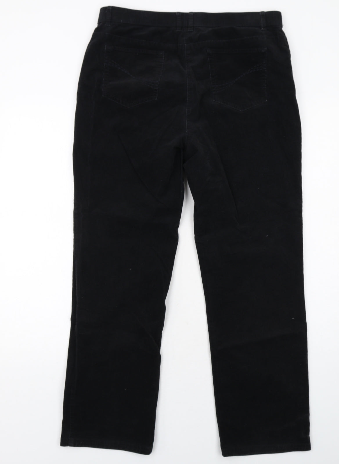 Classic Womens Black Cotton Trousers Size 14 Regular Zip