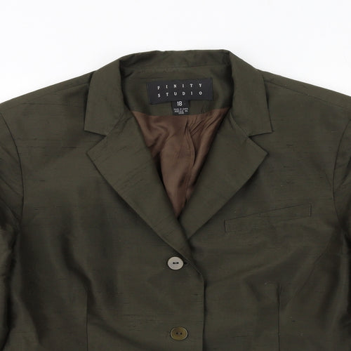 Finity Studio Womens Green Jacket Blazer Size 18 Button